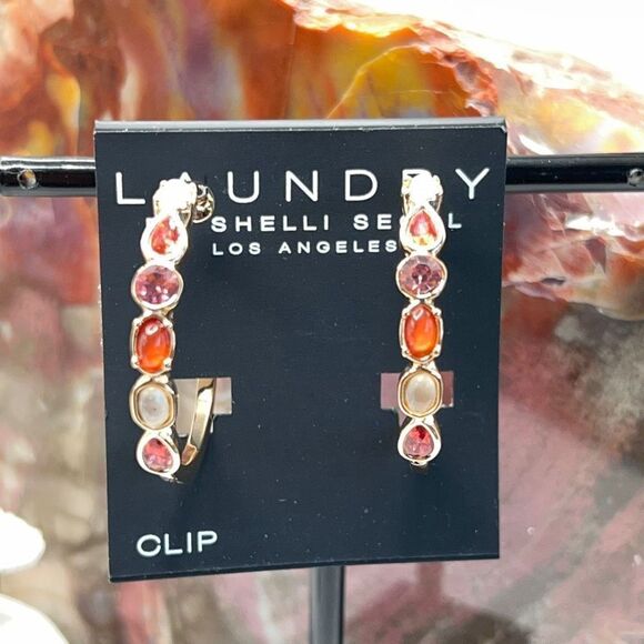 Gold Amber Purple Moonstone Hoop Earrings Laundry by Shelli Segal $16ea 3/$25 - Picture 10 of 11